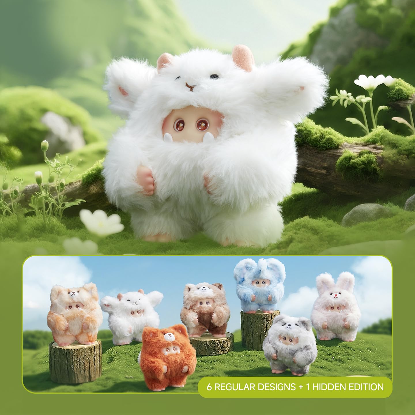 OHKU Giggle Monster Furry Forest Series Vinyl Plush Blind Box Random Design Action Figures Collectible Toys Home Decorations Holiday Birthday Gifts