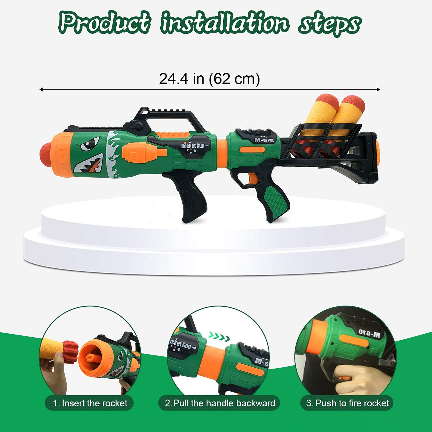Gantan Toy Rocket Barrel Launcher-Fires Foam Rockets Includes 6 Rockets Compatible with RL Blaster- Shooting Game Toy Air Power Blaster Toy Gun