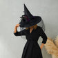 SSPalu Halloween Deluxe Witch Hat Veils Spiders Feathers Felt Wizard Cap Women Men Wide Brim Pointed Hat Party Carnival Cosplay Costume