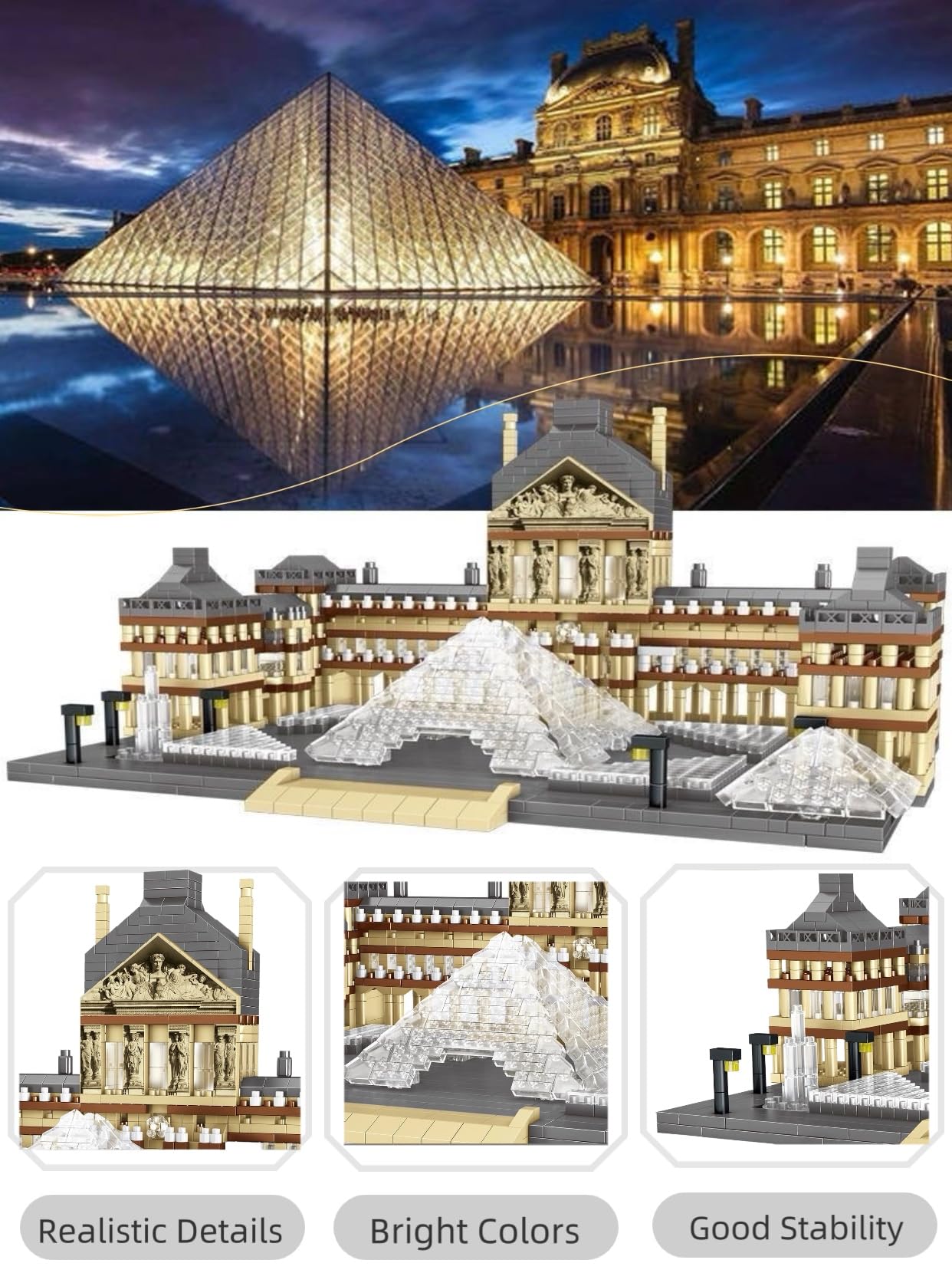 Affxinglib Architecture Louvre Micro Building Blocks Set?3377pcs? World Famous Landmarks Architecture Model Building Toy Gift for Teens and Adults