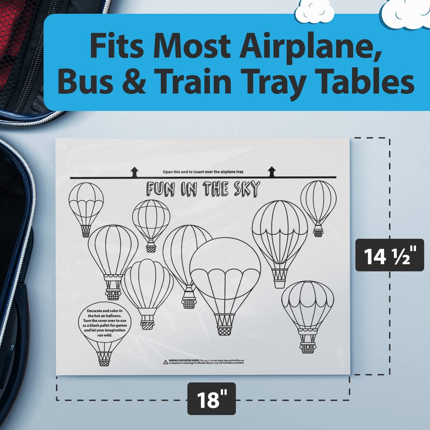 Impresa Disposable Airplane Table Cover - Pack of 24, 18 x 14.5 in - Hygienic Barrier & Tray Table Covers - Creative Mat & Airplane Travel Essentials
