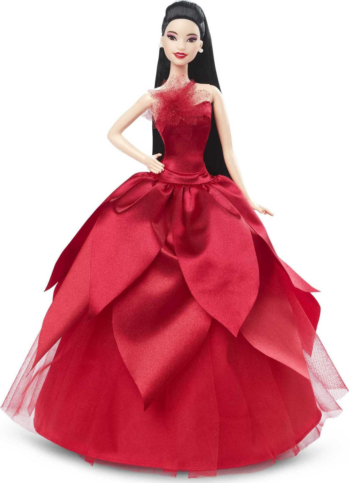 Barbie Signature 2022 Holiday Doll (Straight Black Hair) with Doll Stand, Collectible Gift for Kids Ages 6 Years Old and Up