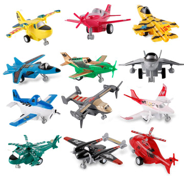 UXRPTU Pull-Back Airplane Toy Boys Plane Playset for Toddlers 3-5 Variety Pack of Helicopters Stealth Bombers Fighter Jets Aircraft Planes for Kids