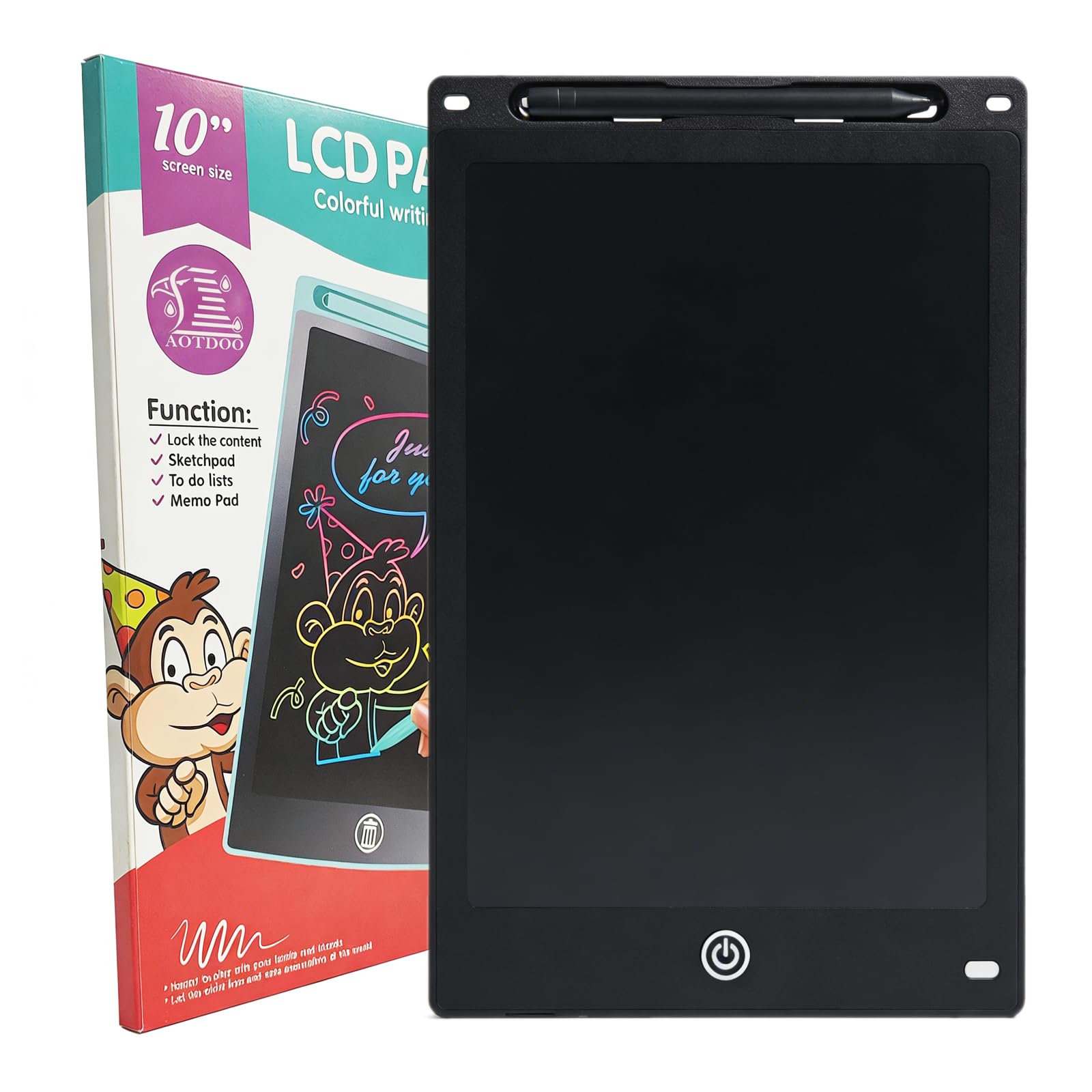 AOTDOO 10-inch LCD Writing Tablet, Drawing Board, Office and Study Supplies, Black, 2 Pack