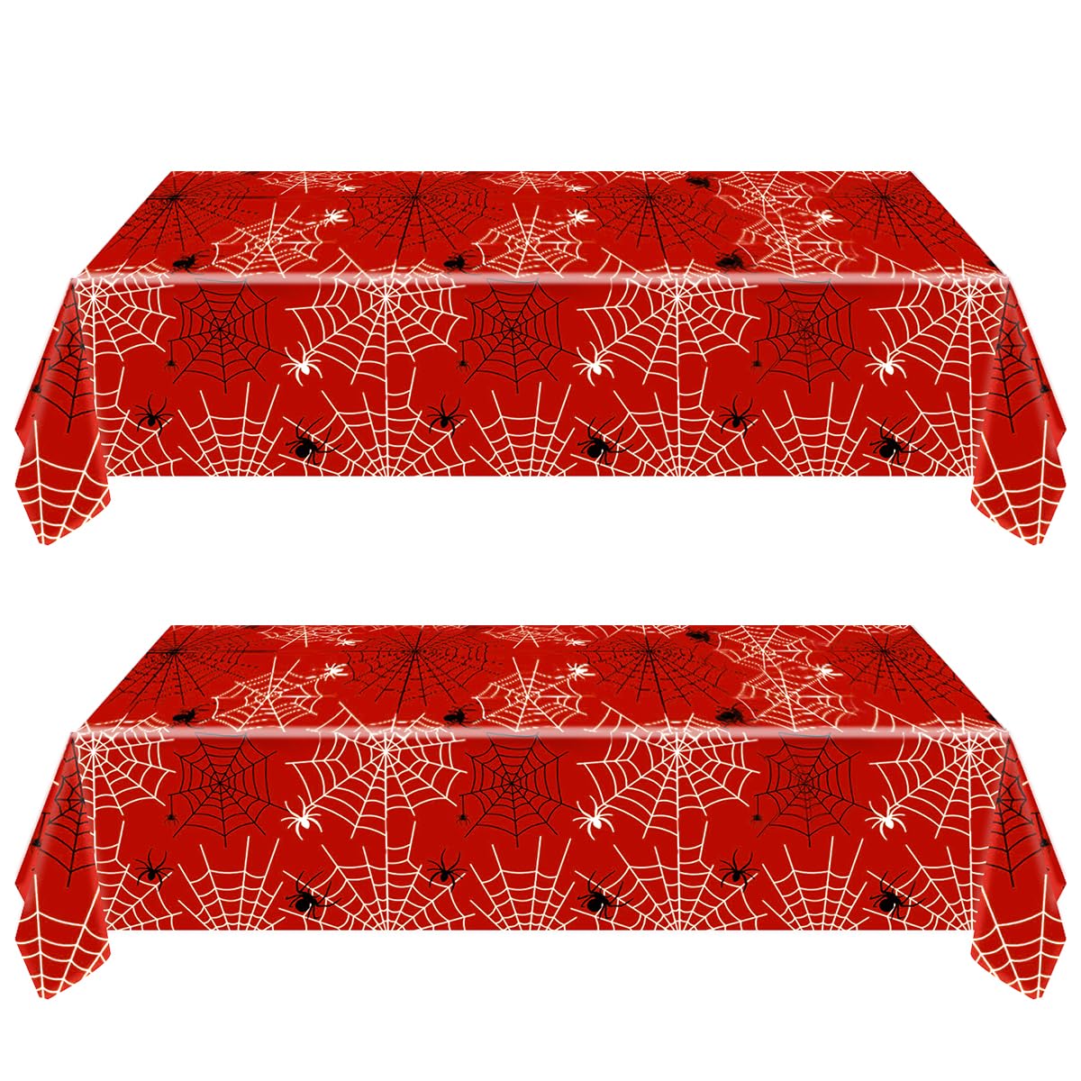 YTHKJS 2Pcs Red Spiderweb Party Tablecloth|70.8 x 42.5 Inch| Spiderweb Birthday Party Supplies (Red)