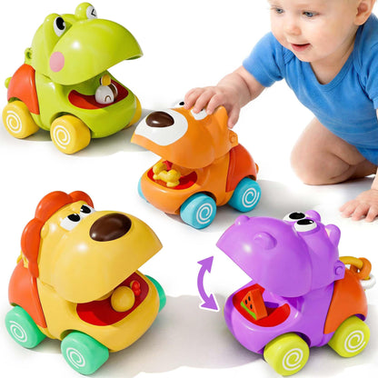 iPlay, iLearn Push Go Animal Car Toys for Toddler 1-3, Baby Friction Racing Cars, Infant Play Vehicle Set, Kids Inertia Vehicle Toy, 1st Birthday