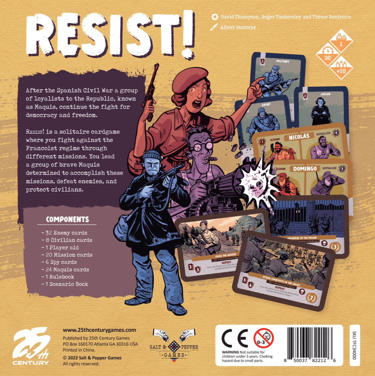 25th Century Games Resist Ages 10+ | Solitaire Strategy Card Game | Spanish Maquis Resistance Game with Tactical Deck Management, Mission-Based