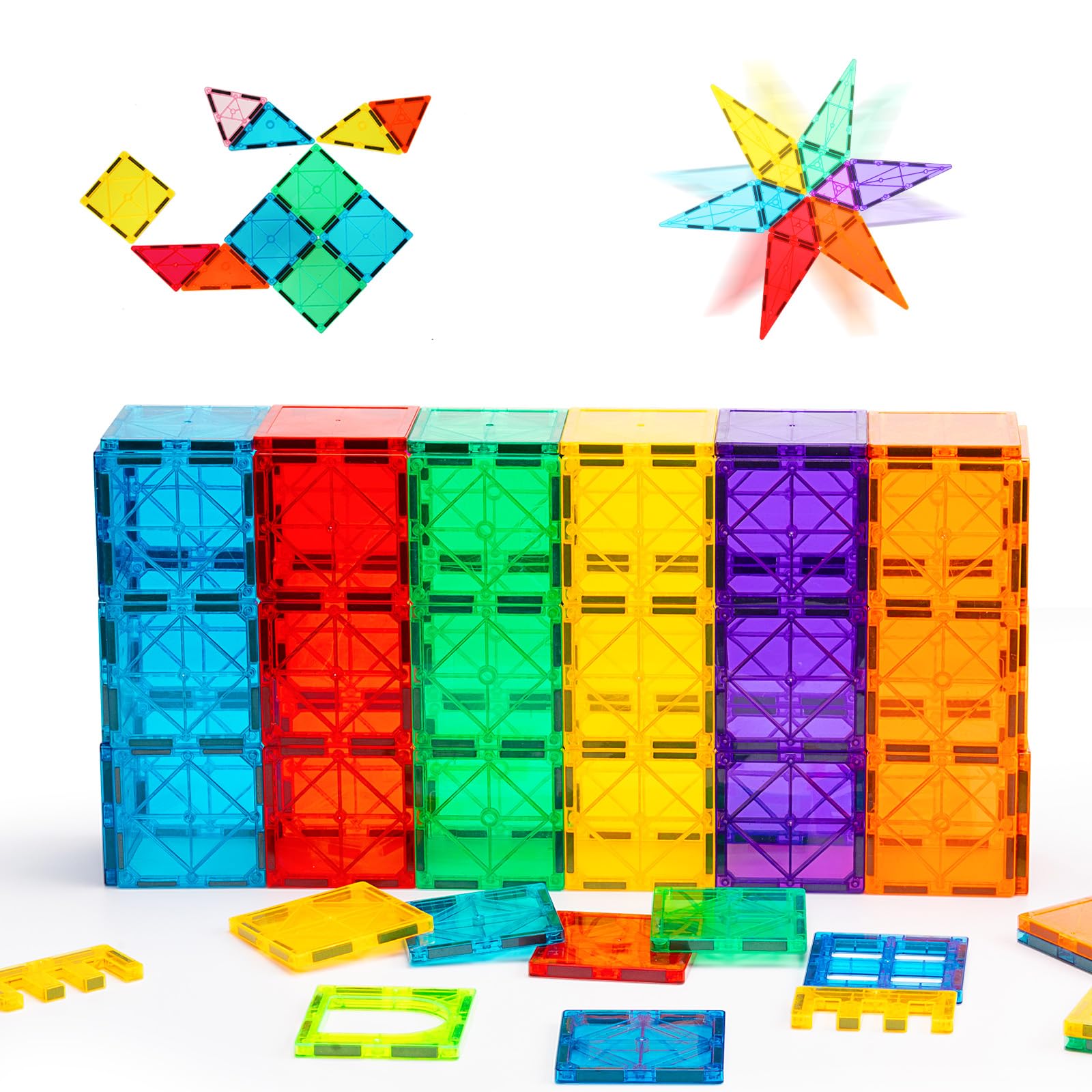 Gemmicc Magnetic Tiles, Magnet Toys Building Blocks for Kids, STEM Approved Educational Toys, Starter Set Magnet Puzzles Stacking Blocks,Sensory
