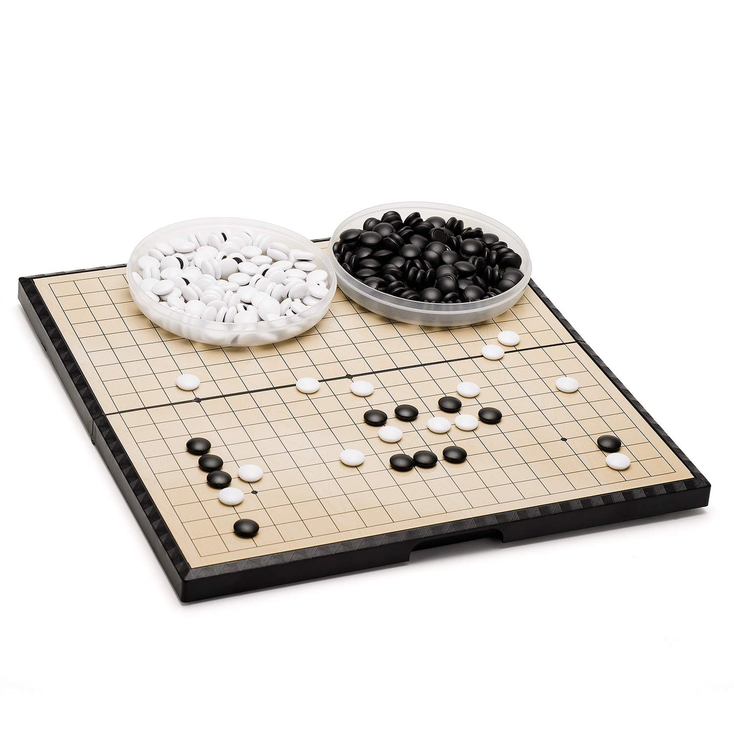 AMEROUS 11 Inches Magnetic Go Game Set (19 x 19), Travel Foldable Board Game Set with Magnetic Plastic Stones & Go Game Rules for Beginner, Kids