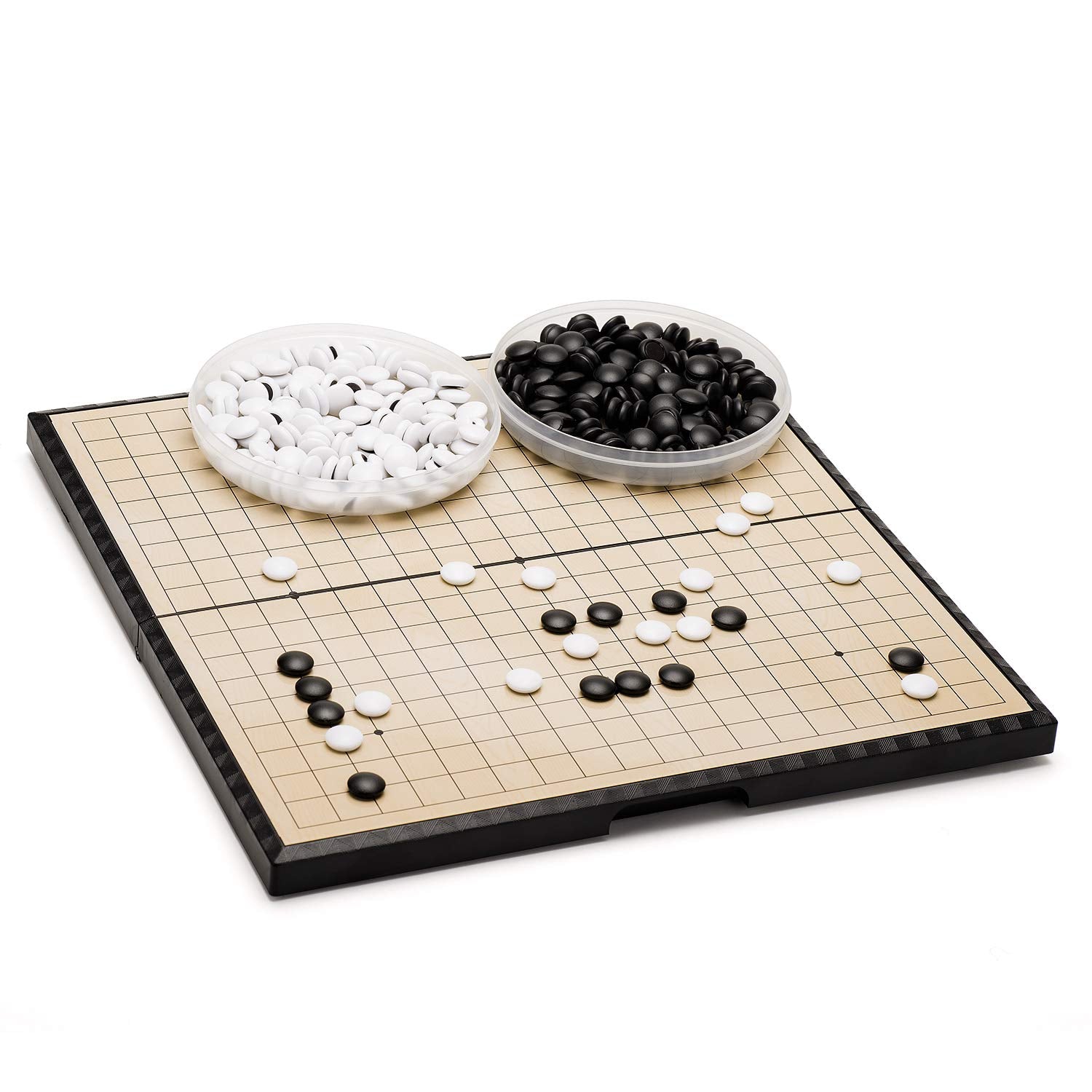 AMEROUS 11 Inches Magnetic Go Game Set (19 x 19), Travel Foldable Board Game Set with Magnetic Plastic Stones & Go Game Rules for Beginner, Kids