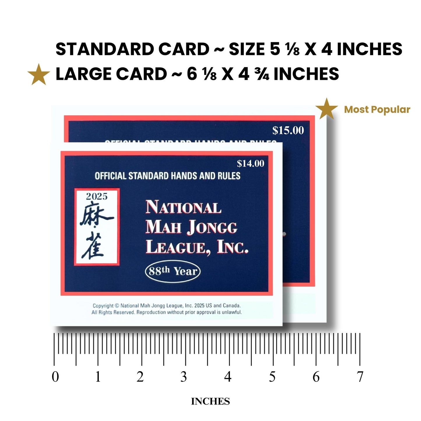 National Mah Jongg League 2025 Mahjong Large Size Cards Four-Pack Bundle - Official Hands and Rules for American Mahjong (Four Large-Size Cards)