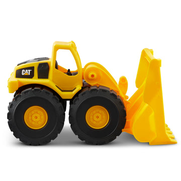 CAT Construction Toys, Construction Fleet 10" Front Loader Toy - Heavy?Duty Plastic, Working Bucket & Free?Rolling Wheels, Indoor/Outdoor Sandbox