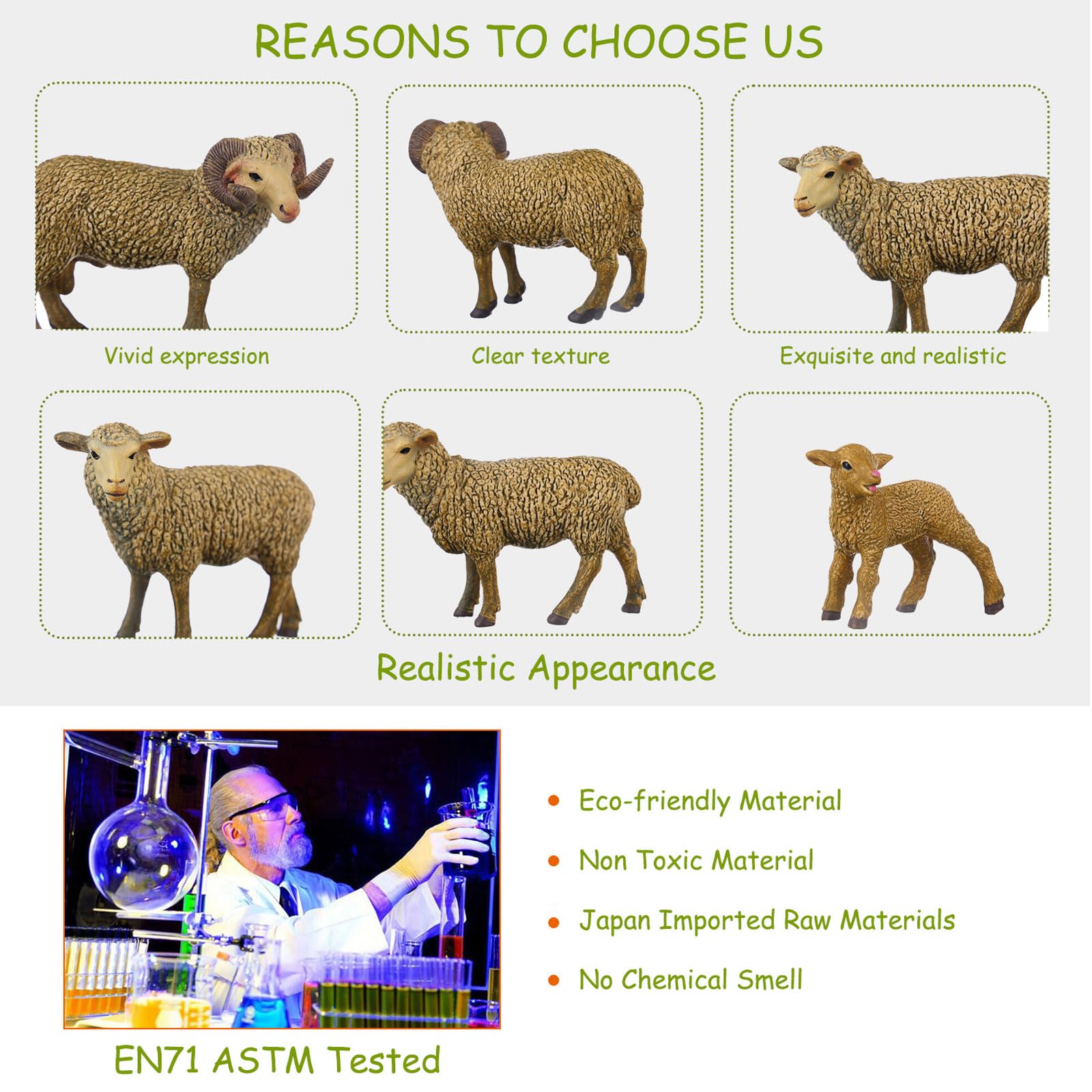 JOKFEICE Animal Figures 4pcs Plastic Sheep Family Animals Action Model Science Project, Learning Educational Toys, Birthday Gift, Cake Topper,