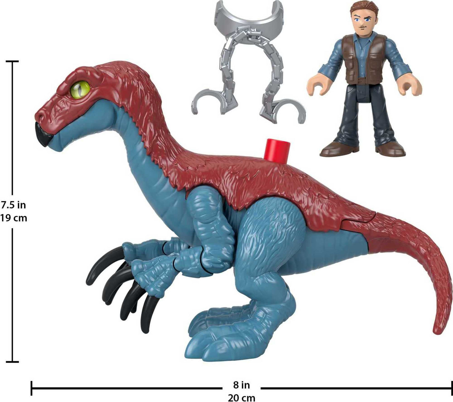 Fisher-Price Imaginext Jurassic World Dinosaur Toy Therizinosaurus & Owen Grady Figure Set for Pretend Play Preschool Kids Ages 3+ Years