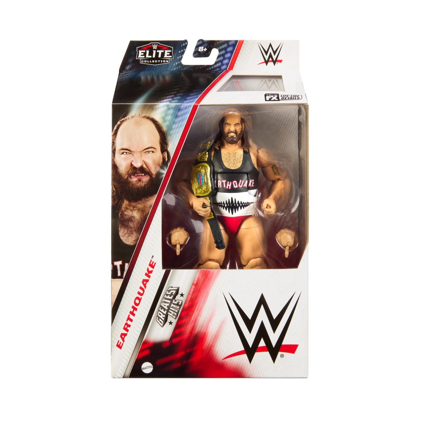 Mattel WWE Elite Action Figure & Accessories, 6-inch Collectible Earthquake with 25 Articulation Points, Life-Like Look & Swappable Hands