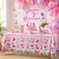 Miruwtog Dinosaur Birthday Party Supplies for Girls - Dinosaur Tablecloth, Decorations in Pink