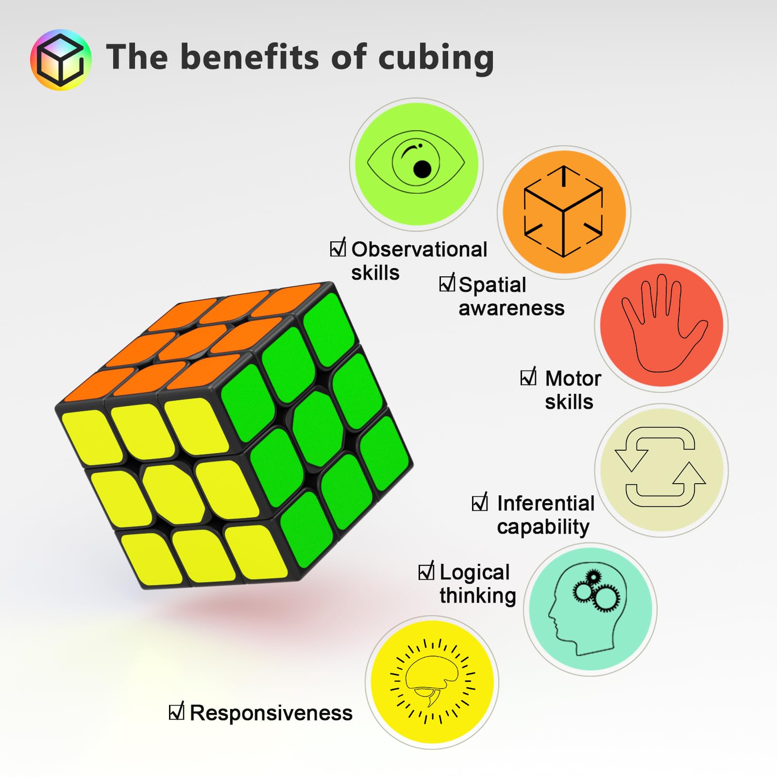 Speed Cube,Vdealen 3x3 Cube Stickerless Puzzle Cube with New Anti-pop Structure