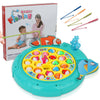 QuadPro Magnetic Fishing Games Set - Fun and Educational Fishing Toys for Toddlers and Kids, Includes 21 Fish, 4 Poles, Rotating Board, and On-Off