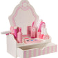 Melissa & Doug Wooden Beauty Salon Play Set, 18-Piece Vanity with Pretend Play Toys, Makeup, Mirror, Accessories & More, Preschool Toys for Girls &