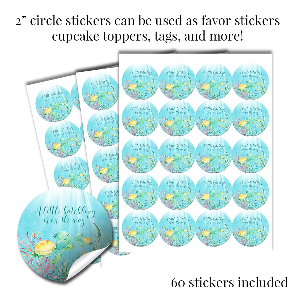 Little Hatchling Cute Sea Turtle Sea Life Baby Shower Sticker Bundle Kit - 429 pieces!!! Includes 60 2" Circle Stickers for Favors & Goodie Bags, 45