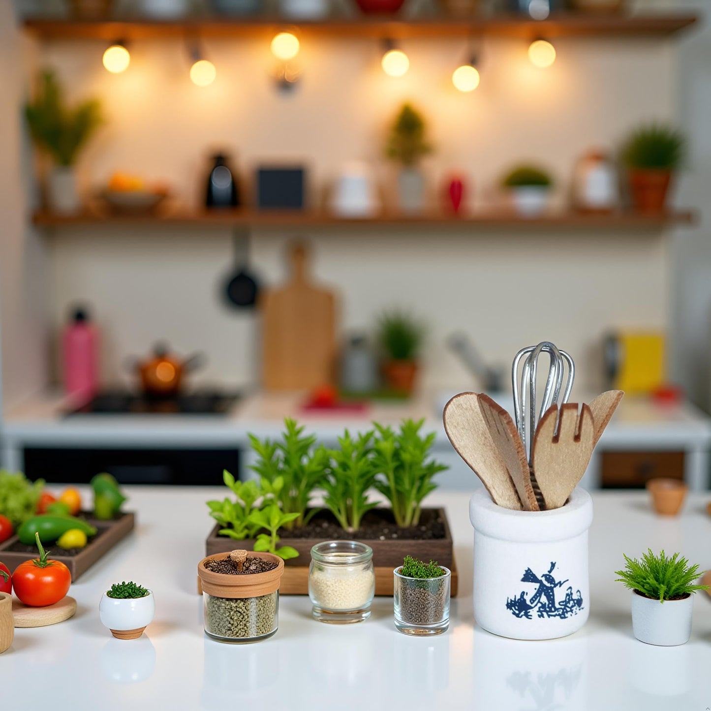 1Set 1/12 Miniature Kitchen Utensils Dollhouse Decoration Accessories, DIY Micro Landscaping Decor