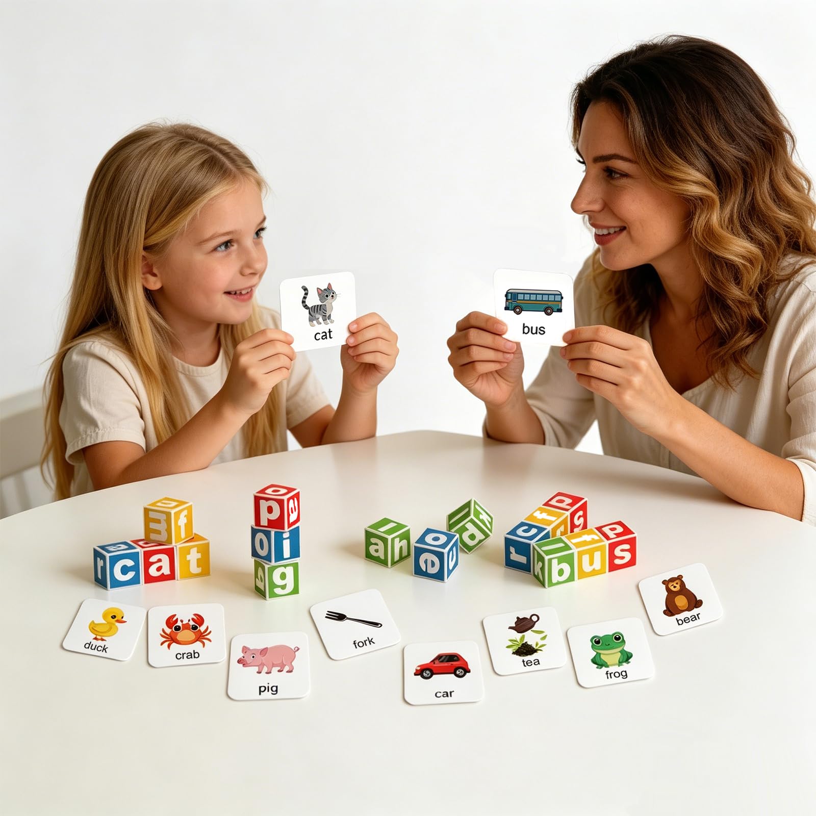 Alphabet Puzzle Matching Game, 16 ABC Blocks Word Memory Game with 40 Cards, Preschool Letter Recognition Learning & Educational Toys for Toddlers
