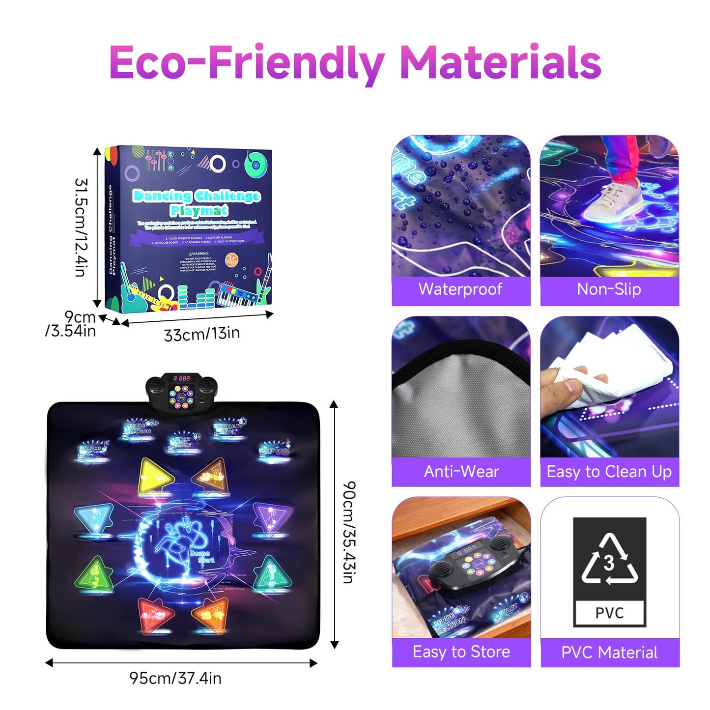 LivelyCove Wireless Bluetooth Dance Mat | Built-in Music 8 Games 3 Levels | Gifts for Kids Birthday Christmas Children's Day | Boys Girls 3-15 Years
