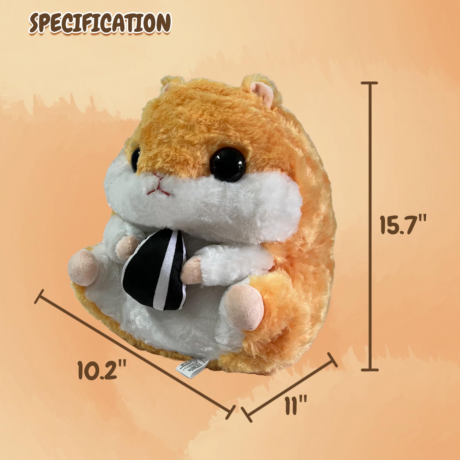 Arkdorz Cute Hamster Plush Toy,15.7inch Hamster Stuffed Animal Plush Pillow,Soft Stuffed Toy Birthday for Kids Boys Girls (Brown)