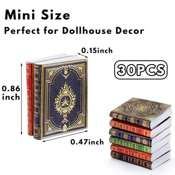 30 Pack 1:12 Scale Miniatures Dollhouse Books,Assorted Timeless Miniatures Books,Mini Books Dollhouse Decoration,Dollhouse Accessories Toy Supplies