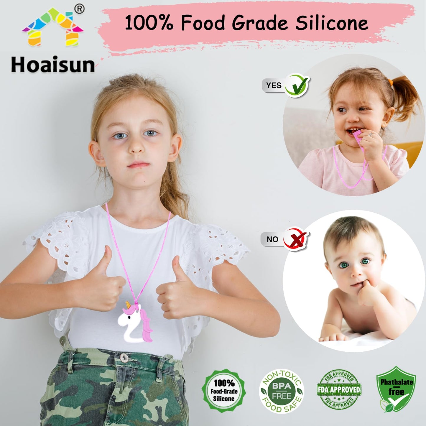 Chew Necklaces for Sensory Girls, Chewy Necklace Sensory Toys for Kids with Autism, ADHD,SPD, Chewing, Teething or Special Needs, Oral Sensory Chew