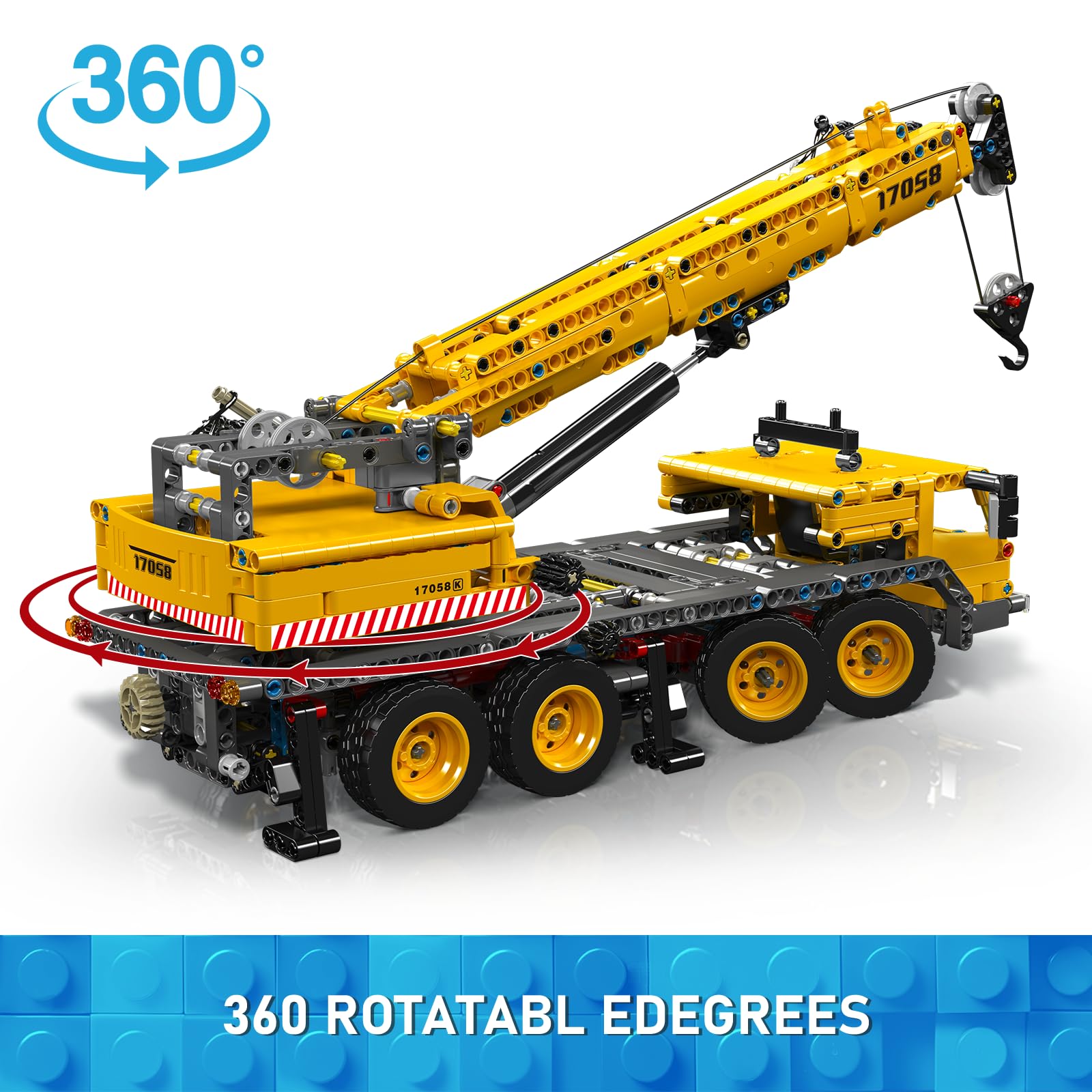 Mould King 17058 City Mobile Crane Truck Toy Building Set, Construction Vehicle Model Blocks Kit for Adults, Toys Gifts for Kids Children, Playset