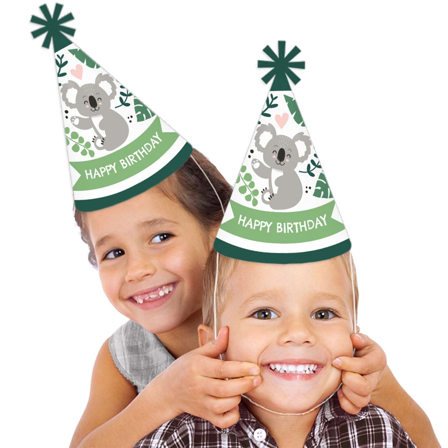 Big Dot of Happiness Koala Cutie - Cone Happy Birthday Party Hats for Kids and Adults - Set of 8 (Standard Size)