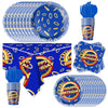 81Pcs Cartoon Blue Hedgehog Birthday Party Supplies,Blue Hedgehog Set Tableware Plates Napkins Cups Knives Spoons Forks