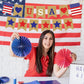 USA Patriotic Cardstock Banner Decorations, Rustic Pre-Strung Hanging Garland Sign for 4th of July, Memorial Day, Veterans Day, Independence Day,