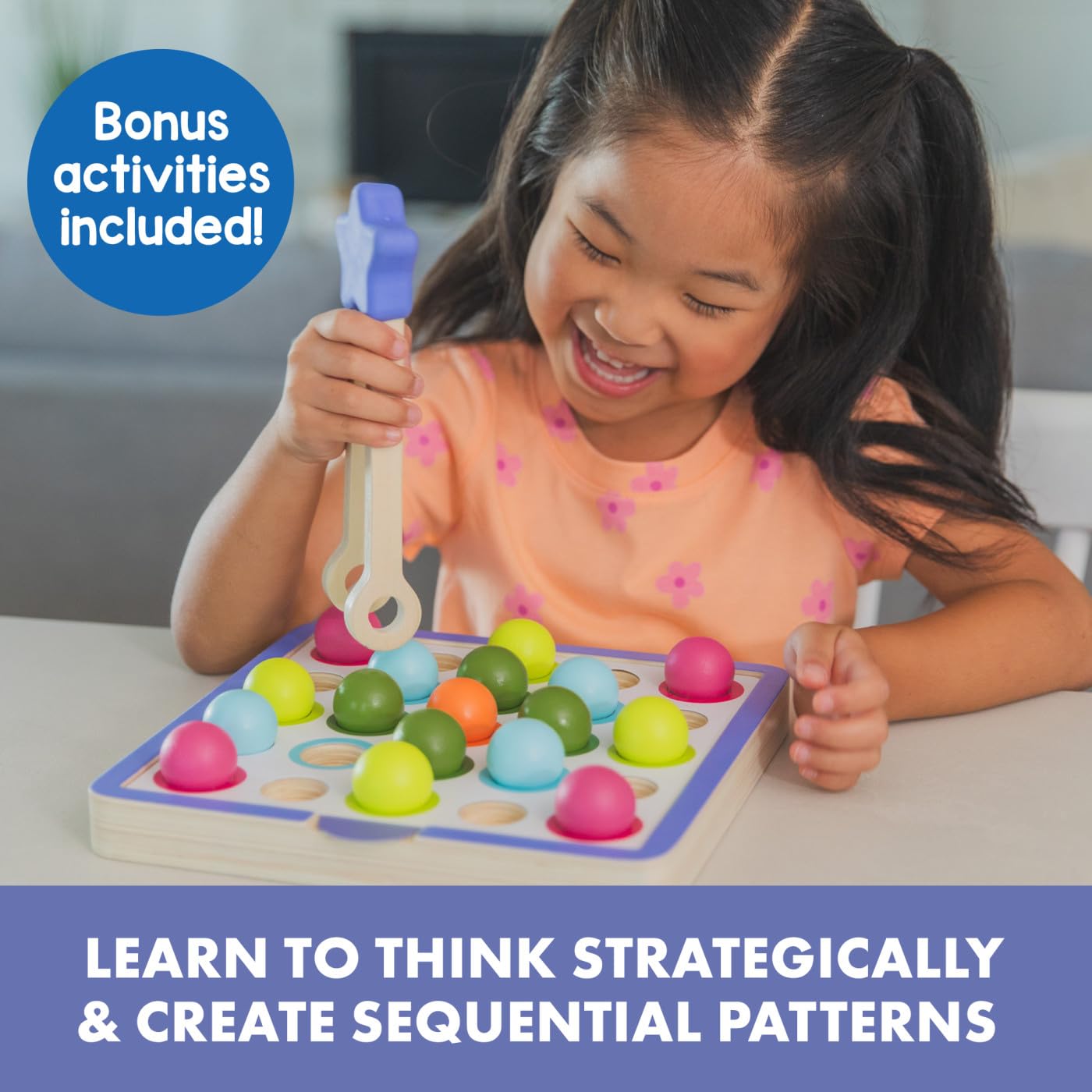 Educational Insights Pattern & Sequencing Wooden Board - Color Matching Toy for Kids, Fine Motor Kits, Sequence Board Games for Toddlers, Preschool