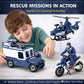 Liberty Imports 8 PCS Police Rescue Patrol Toy Vehicles and Figures Playset - Helicopter, SWAT Truck, Motorcycle, Action Figures, K-9, Weapons,