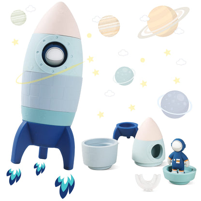 JETM·HH Silicone Rocket Stacking Toy - Space Rocket Toy - Baby Teething Toys -Early Learning Stacking Tower Educational Learning Stacking Toys Nesting