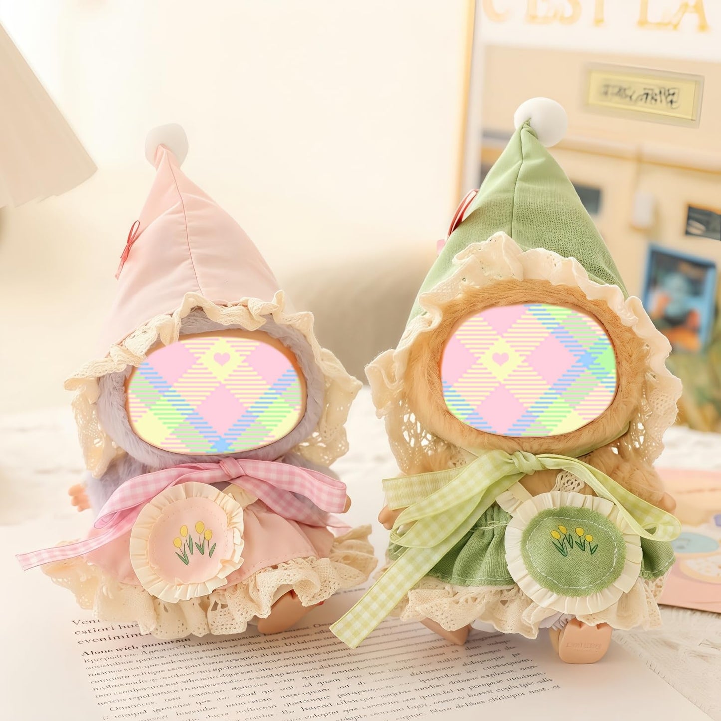 Clothes for Dolls Accessories, Elf Outfit Set 4 Pieces for 15cm 17cm Doll, Cute Hat Shoes Clothing Set Replacement Green (No Doll)