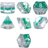 Gate Keeper Games & Dice: Eclipse Dice Elven - 7 Piece RPG Dice Set, Silver & Sylvan Green, 7 Resin Dice for Role Playing Games, 4-Layered Polyhedral