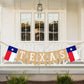Pre-Strung TEXAS Banner with State Flag Panels, Rustic Linen Burlap Letter Garland for Western Cowboy Birthday, Independence Day, Rodeo Party