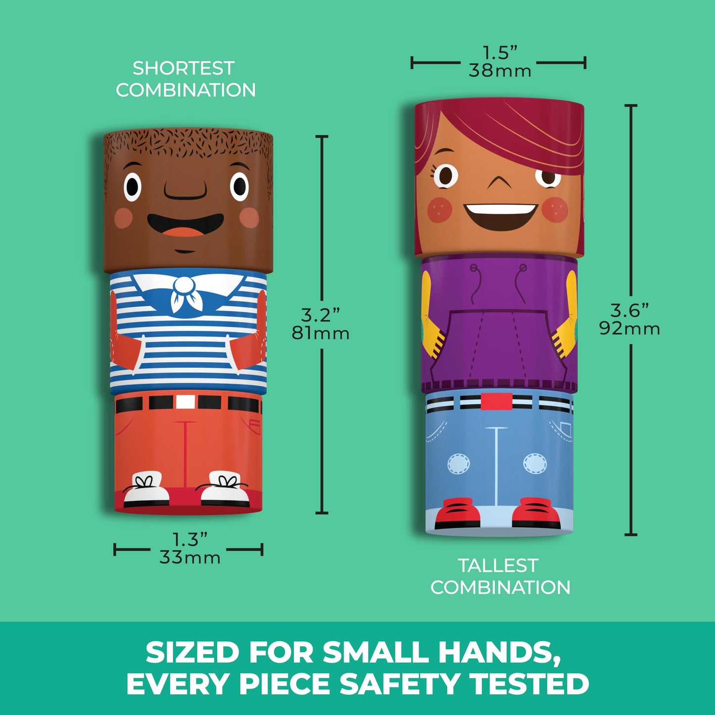 My Family Builders 16-Piece Magnetic Wooden Friends Set, Diversity Dolls