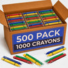 Rosmonde Crayons Bulk Pack, 500 Sets of 2 Pack (1000 Count), Set of 2 Assorted Colors, Individually Wrapped Bulk Crayons, Non-Toxic Coloring Supplies