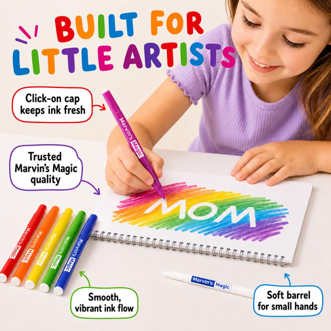 Marvin's Magic - 30 Amazing Magic Pens - Color Changing Pen Art - Create 3D Lettering, Write Secret Messages - Stationery Supplies, Art Supplies