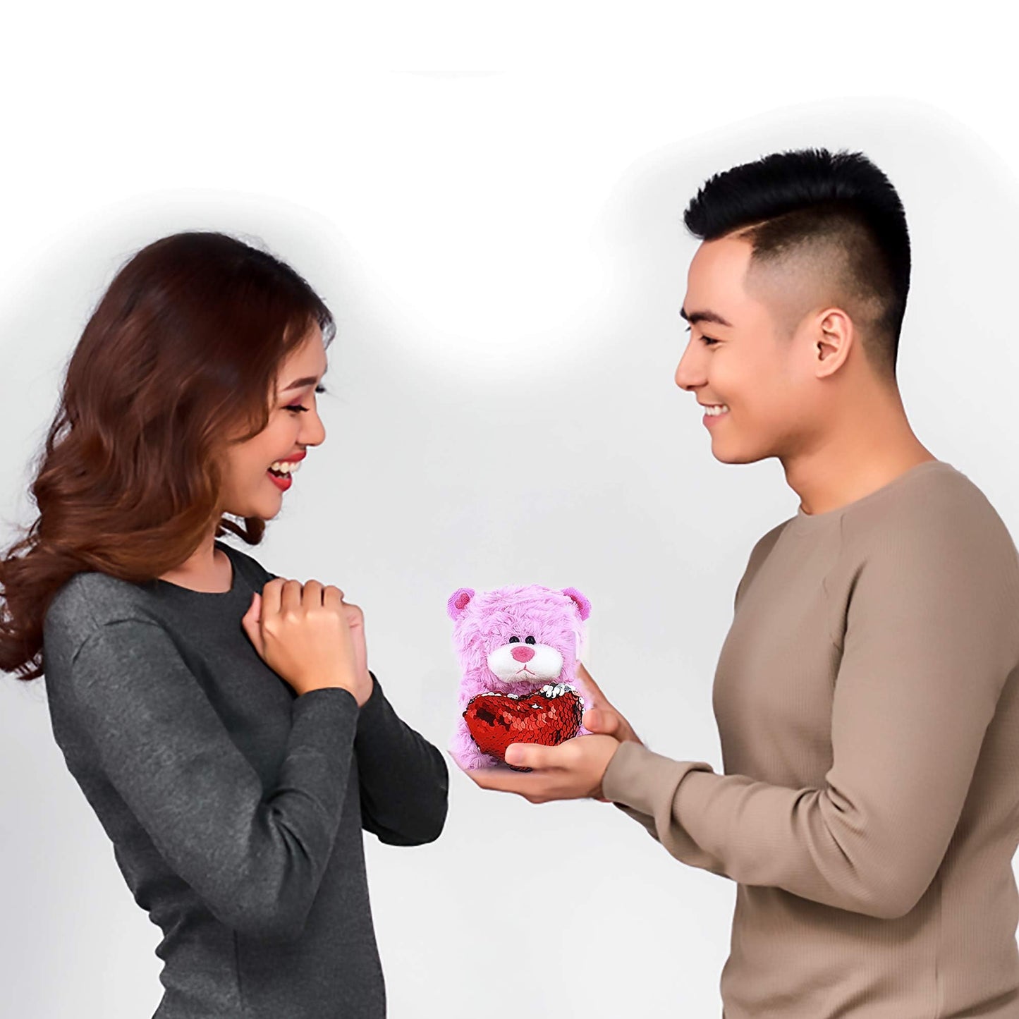 Plushland Qbeba Teddy Bear Stuffed Animal 6 Inches Cute Love, Valentine's Day, or Christmas Surprise for Boys and Girls | Plush, Squeezable Size (Pink