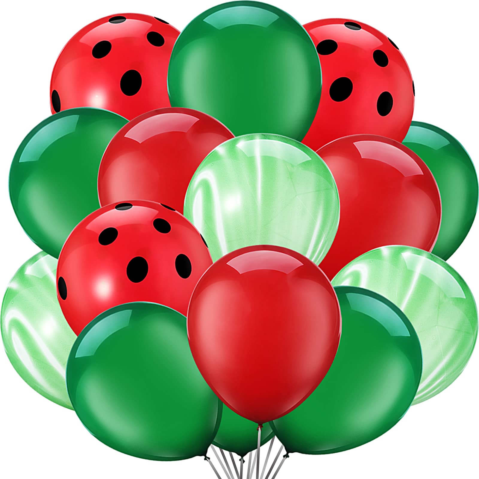 Gejoy 48 Pack Watermelon Balloons for Watermelon Party Decorations 10 Inch Red and Green Latex Balloon for Summer Themed Birthday Baby Shower Wedding
