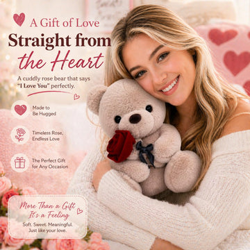 GailiMaiYa Teddy Bear Plush Stuffed Animal Valentines Teddy Bear with Rose,Cute Sweet Bear Great Gift for Your Loved One,Girlfriend Kids Birthday