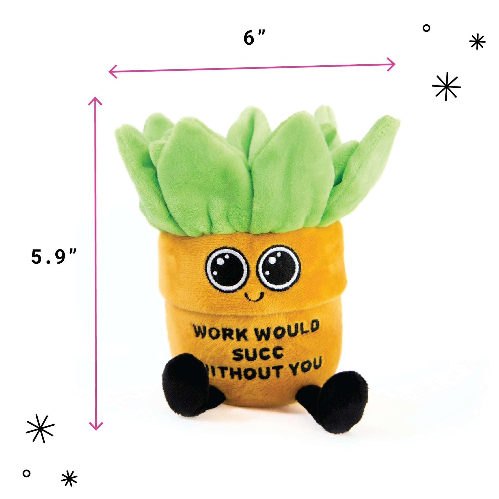 Punchkins Succulent Plushie - Work Would SUCC Without You Sassy Succulent Plush, Gift for Coworkers, Cute Plush Toy for Gifting