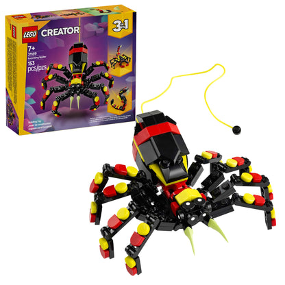LEGO Creator 3 in 1 Wild Animals Surprising Spider Toy - Building Toy with 3 Build Options, Spider, Scorpion, or Snake - Animal Figures for Kids, Boys