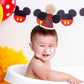 DSAANE Mouse 1/2 Birthday Hat - Mouse Half Way To One Party Decorations,Mouse Ears Cake Smash Hat,Red Black Mouse Party Hat,6 Months Birthday Photo