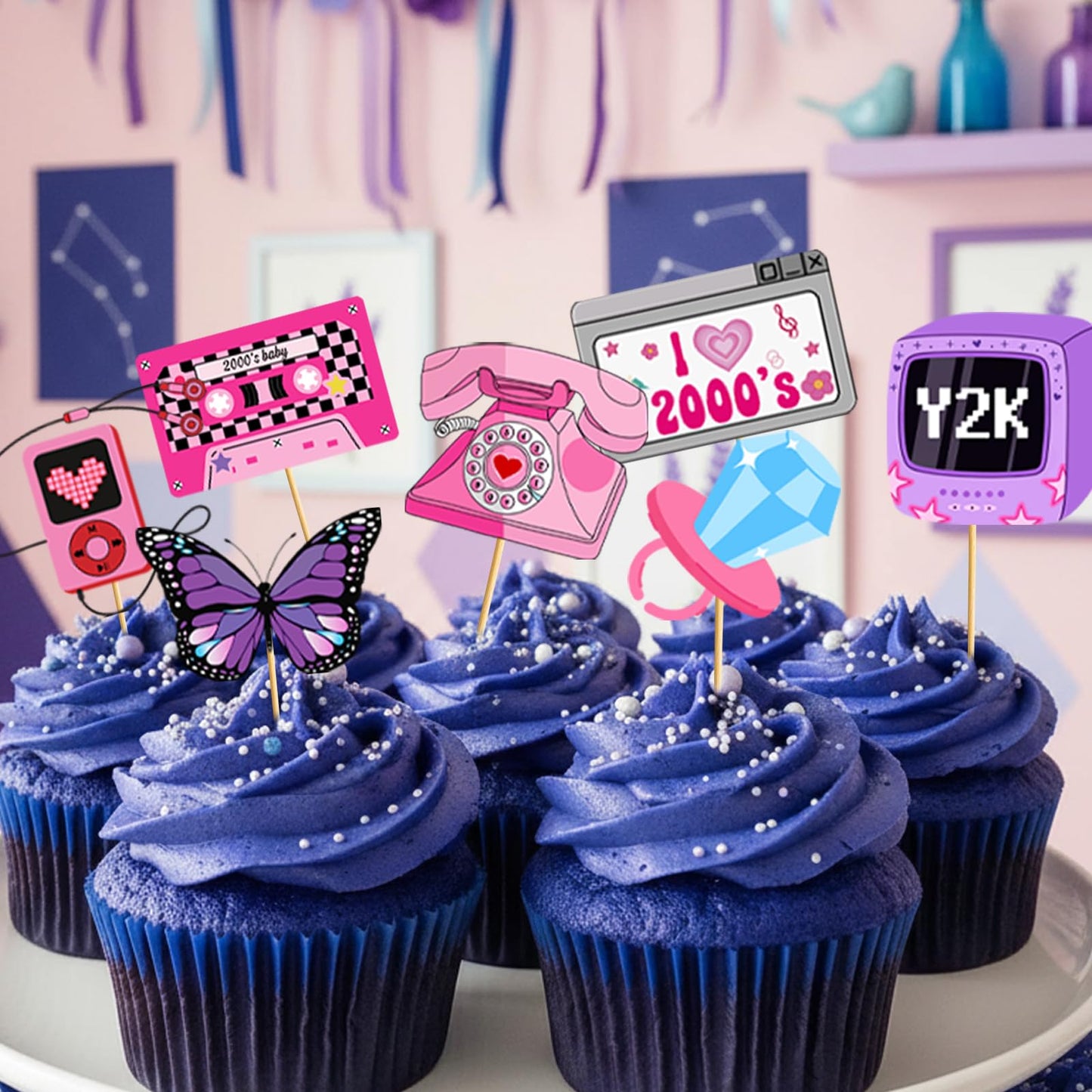 Y2k Party Decorations: Y2k Birthday Decorations 2000s Party Decorations Early 2000s Decor 00's Cupcake Toppers